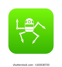 Spider robot icon digital green for any design isolated on white vector illustration