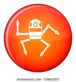 Spider robot icon in red circle isolated on white background vector illustration