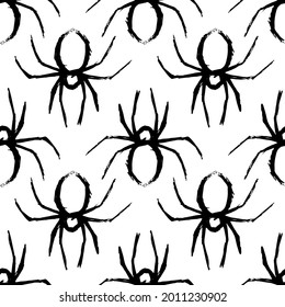 spider seamless pattern black and white