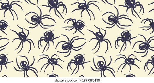 Spider seamless pattern for halloween october party. Design of banner, poster or postcard