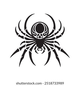 Spider set icons. Silhouette of black insect icon. Vector holiday October poster, flat horror.