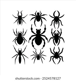 spider set silhouette vector design.