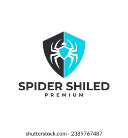 SPIDER SHIELD PEST LOGO VECTOR ICON ILLUSTRATION