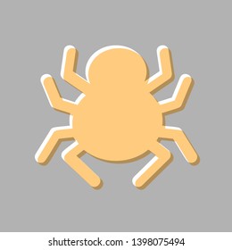 Spider sign illustration. Emboss effect with light orange icon on gray background.