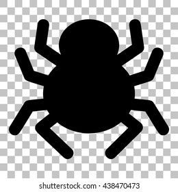 Spider sign illustration. Flat style black icon on transparent background.
