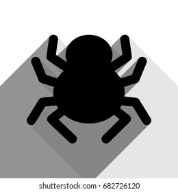 Spider sign illustration. Vector. Black icon with two flat gray shadows on white background.