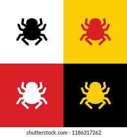 Spider sign illustration. Vector. Icons of german flag on corresponding colors as background.