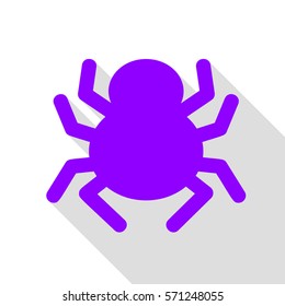 Spider sign illustration. Violet icon with flat style shadow path.