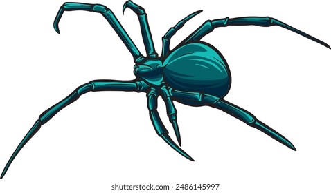 Spider silhouette arachnid fear graphic and spider flat silhouette scary, animal poisonous design. Black spider silhouette nature phobia insect danger silhouette vector icon.