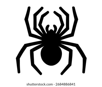 Silueta de la araña, Ilustración vectorial negra de la araña, icono aislado en el fondo blanco	
