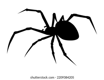 Spider Silhouette. Black Widow Silhouette. Halloween sticker. Vector illustration for decorations