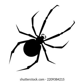 Spider Silhouette. Black Widow Silhouette. Halloween sticker. Vector illustration for decorations