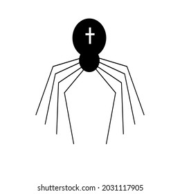 Spider silhouette drawing, vector illustration