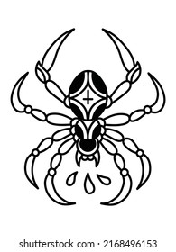 Spider silhouette isolated on white background. Scary with long paws.