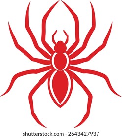 Spider Silhouette Line Art Vector Illustration On White Background