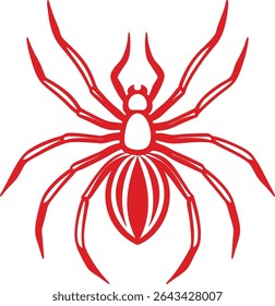 Spider Silhouette Line Art Vector Illustration On White Background