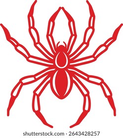 Spider Silhouette Line Art Vector Illustration On White Background