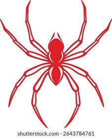 Spider Silhouette Line Art Vector Illustration On White Background