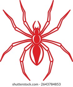 Spider Silhouette Line Art Vector Illustration On White Background