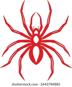 Spider Silhouette Line Art Vector Illustration On White Background