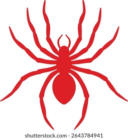 Spider Silhouette Line Art Vector Illustration On White Background