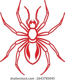 Spider Silhouette Line Art Vector Illustration On White Background