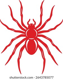 Spider Silhouette Line Art Vector Illustration On White Background