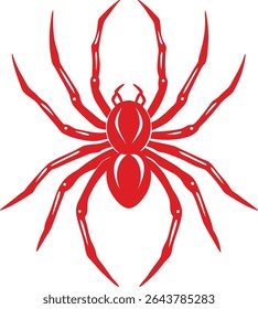 Spider Silhouette Line Art Vector Illustration On White Background