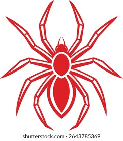 Spider Silhouette Line Art Vector Illustration On White Background