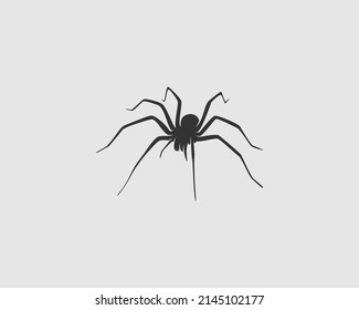 Spider Silhouette on White Background. Isolated Vector Animal Template for Logo Company, Icon, Symbol etc
