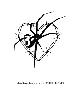spider silhouette vector with barbed wire