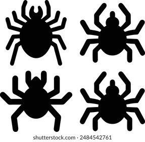 spider silhouette. Vector illustration for graphic design, logos, websites, and social media.