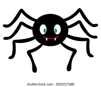Spinne. Silhouette. Vektorgrafik. Einziger weißer Hintergrund. Flacher Stil. Cute zahny. Halloween-Symbol. A