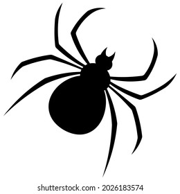 Spider. Silhouette. Vector illustration. Outline on an isolated white background. Flat style. Bloodthirsty predator. Black Widow. Halloween symbol. A clever hunter. All Saints Day. 