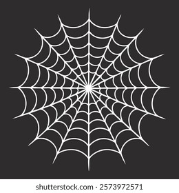 Spider silhouette vector on black background .Outline cobweb for horror Halloween party designs. Sketch art vector illustration