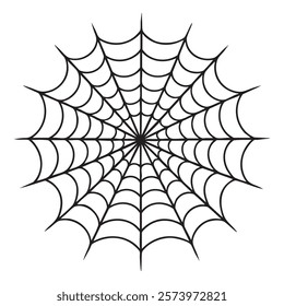 Spider silhouette vector on white background .Outline cobweb for horror Halloween party designs. Sketch art vector illustration