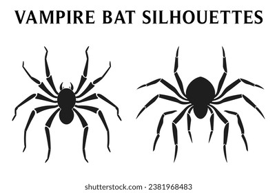 Siluetas de araña vectorial Conjunto de piezas de acento, Scary spider black silhouette Set