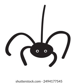 Spider. Simple icon. Black color. Hand drawn illustration on white background.