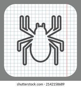 Spider Simple Icon. Flat Desing. On Graph Paper. Grey Background.ai