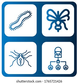 spider simple icons set. Contains such icons as Centipede, Mosquito, Spider, Bug, can be used for web, mobile and logo