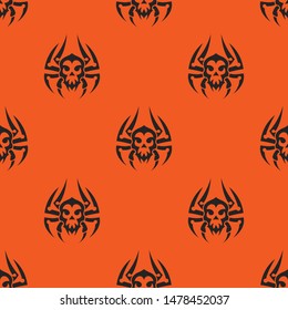 Spider Skull Design Halloween Seamless Pattern