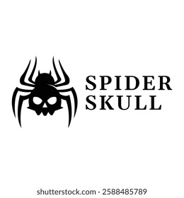 spider skull flat minimalist logo design