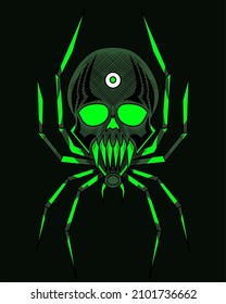Vector de cráneo de araña, ilustración de diseño.