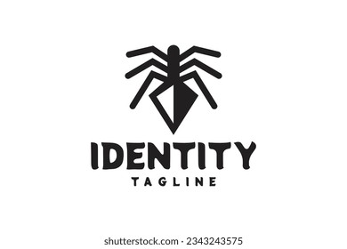 spider spear logo, unique concept design vector graphic