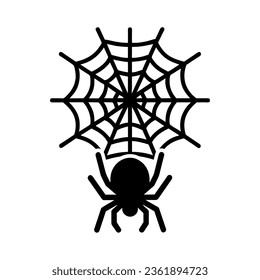 spider in spiderweb halloween silhouette icon