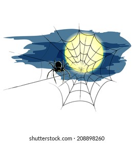 Spider and spiderweb vector. Halloween vector background.