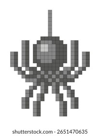 Aranha no estilo de pixel art. Pixel art aranha, inseto de oito bits. Ícone de aranha da arte vetorial em pixels. Ilustrações vetoriais EPS10