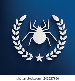 Spider symbol on blue background,clean vector