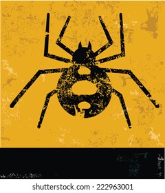 Spider symbol on grunge yellow background,grunge vector