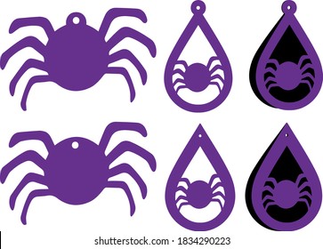 Spider teardrop earrings | Halloween themed earrings svg